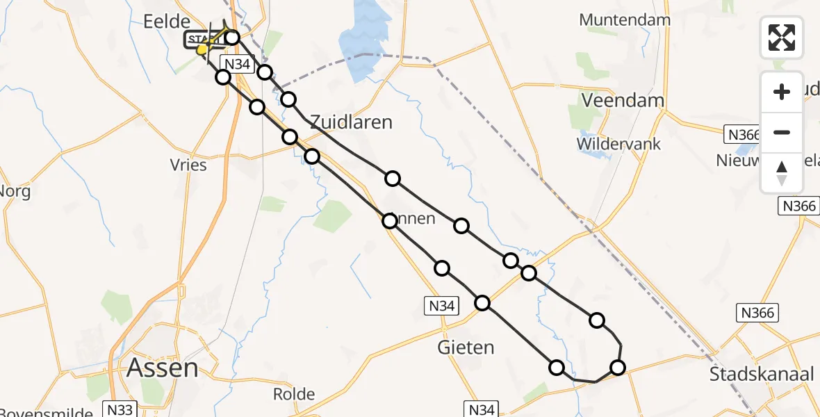 Routekaart van de vlucht: Lifeliner 4 naar Groningen Airport Eelde
