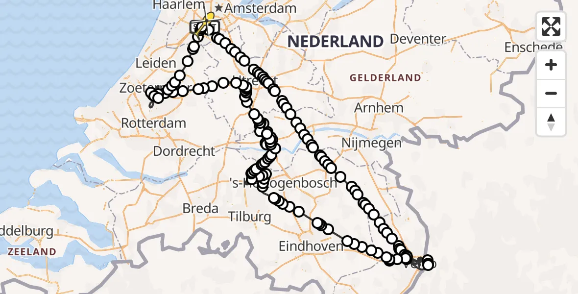 Vluchtroute Politiehelikopter van Schiphol naar Schiphol