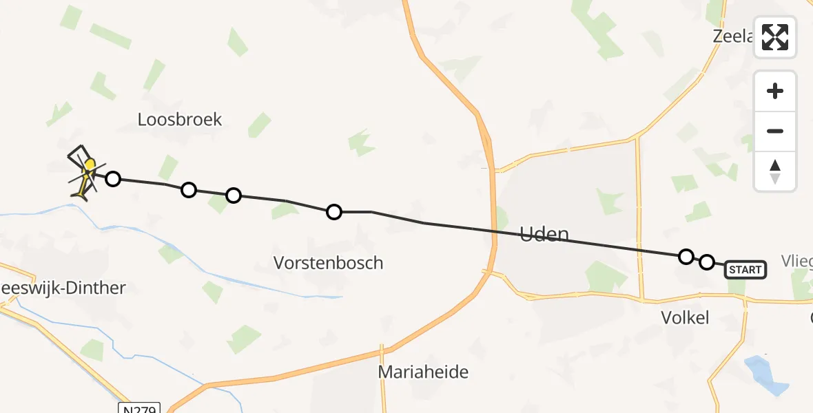 Routekaart van de vlucht: Lifeliner 3 naar Heeswijk-Dinther