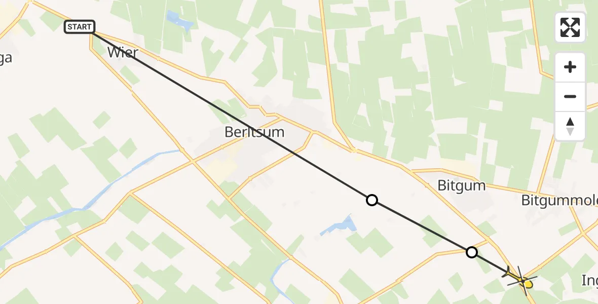 Routekaart van de vlucht: Ambulancehelikopter naar Bitgum