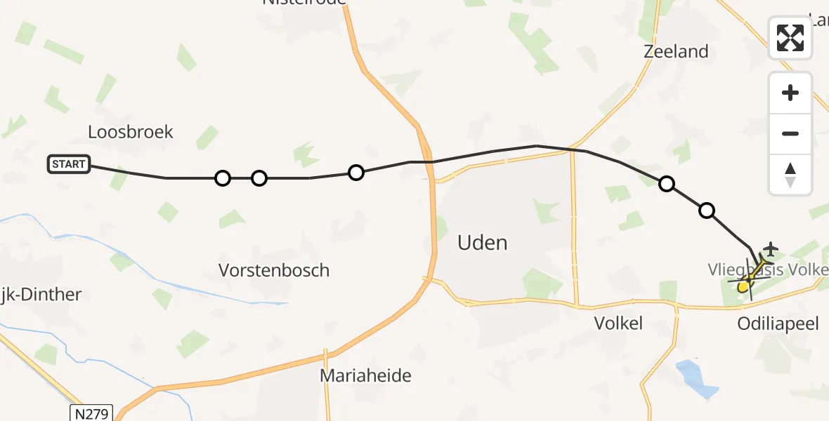 Routekaart van de vlucht: Lifeliner 3 naar Vliegbasis Volkel