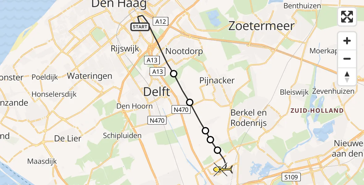 Routekaart van de vlucht: Lifeliner 2 naar Rotterdam The Hague Airport