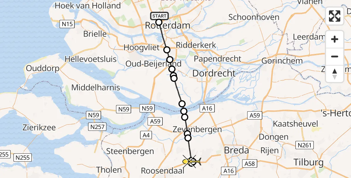 Routekaart van de vlucht: Lifeliner 2 naar St. Willebrord