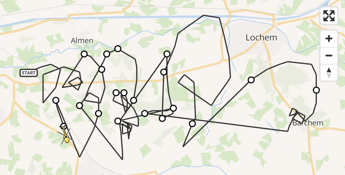 Routekaart van de vlucht: Politieheli naar Vorden