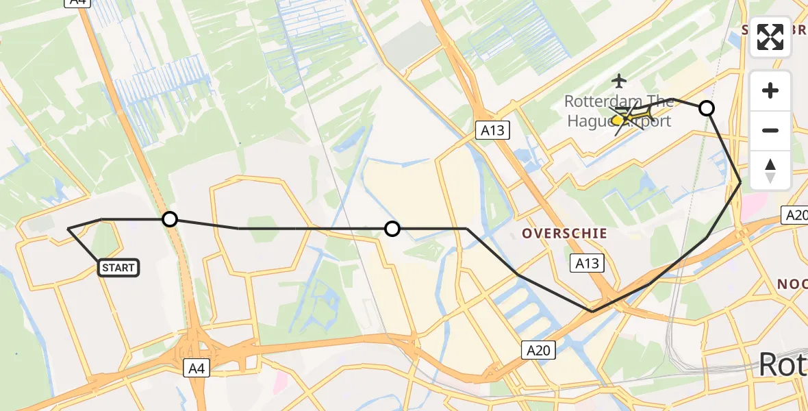 Routekaart van de vlucht: Lifeliner 2 naar Rotterdam The Hague Airport