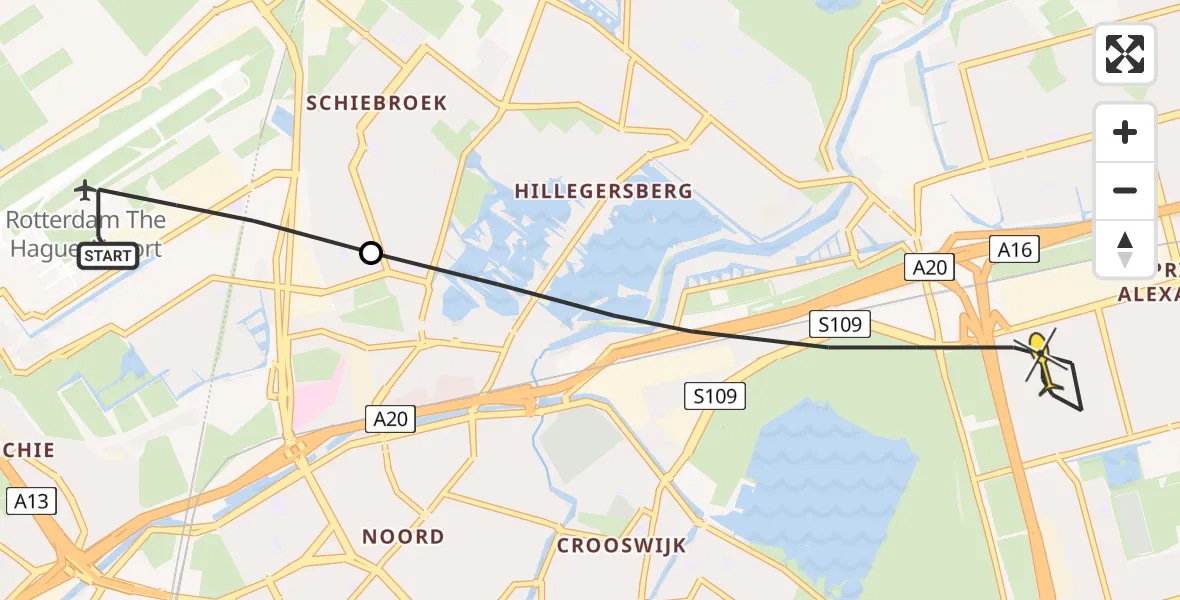 Routekaart van de vlucht: Lifeliner 2 naar Rotterdam