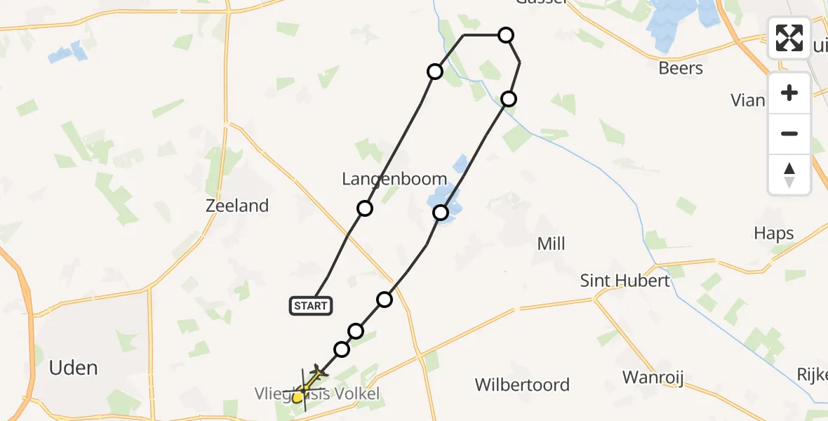 Routekaart van de vlucht: Lifeliner 3 naar Vliegbasis Volkel