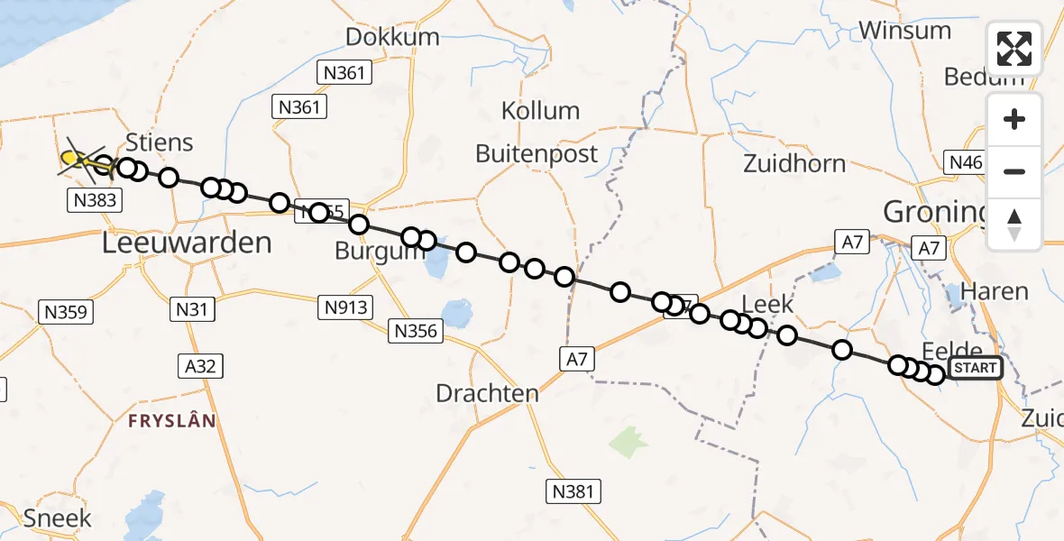 Routekaart van de vlucht: Lifeliner 4 naar Vrouwenparochie