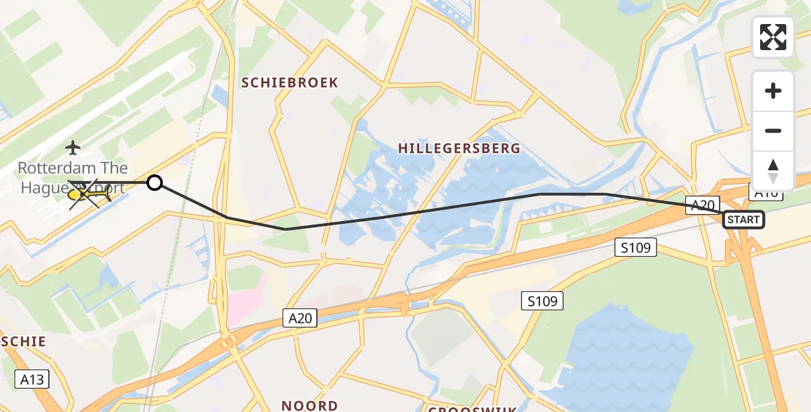 Routekaart van de vlucht: Lifeliner 2 naar Rotterdam The Hague Airport