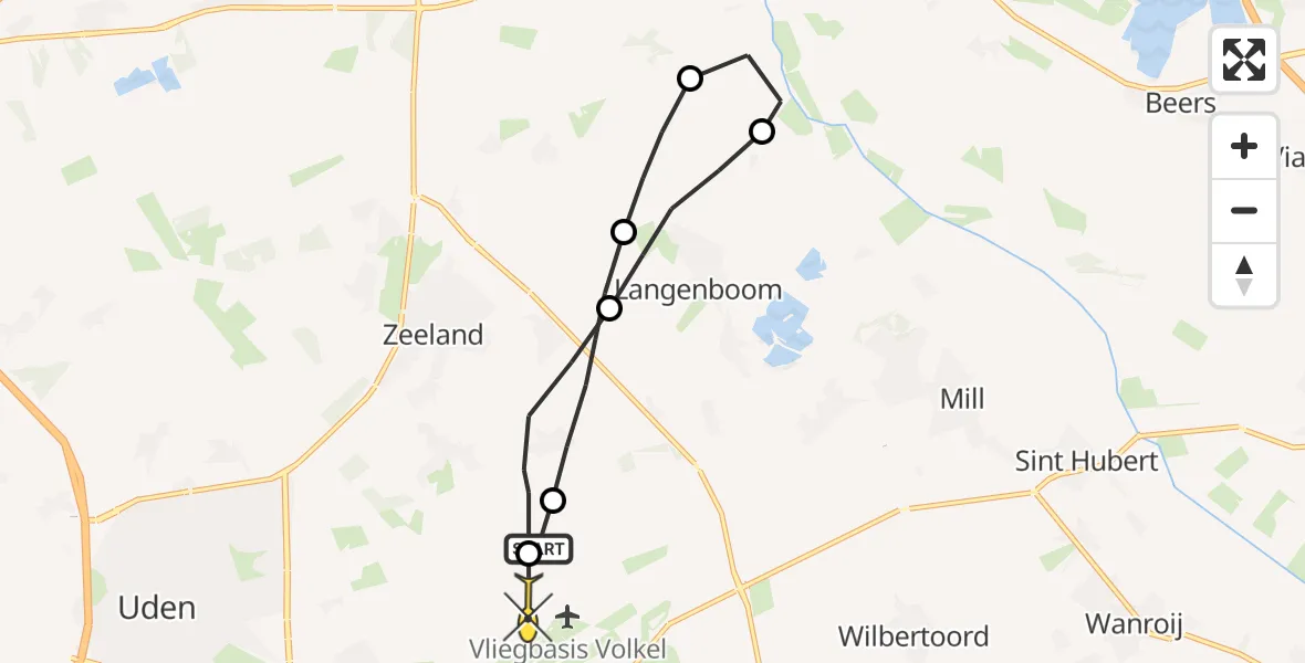 Routekaart van de vlucht: Lifeliner 3 naar Vliegbasis Volkel