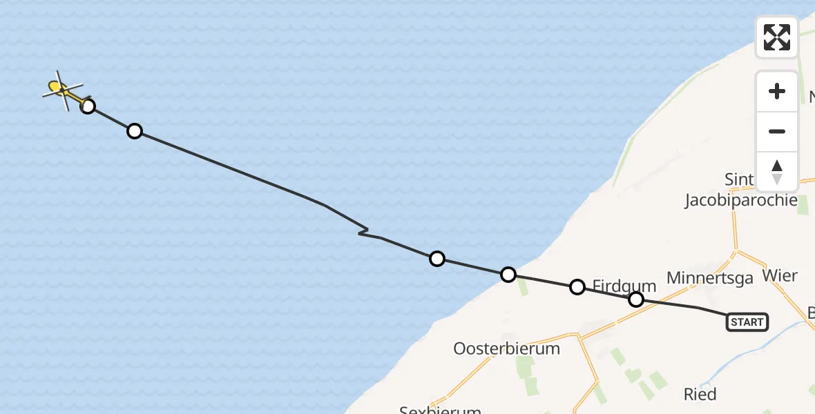 Routekaart van de vlucht: Ambulancehelikopter naar Formerum