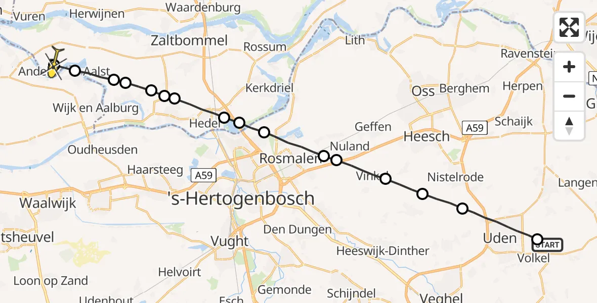 Routekaart van de vlucht: Lifeliner 3 naar Poederoijen