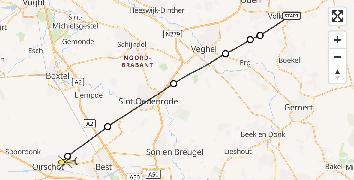 Routekaart van de vlucht: Lifeliner 3 naar Oirschot