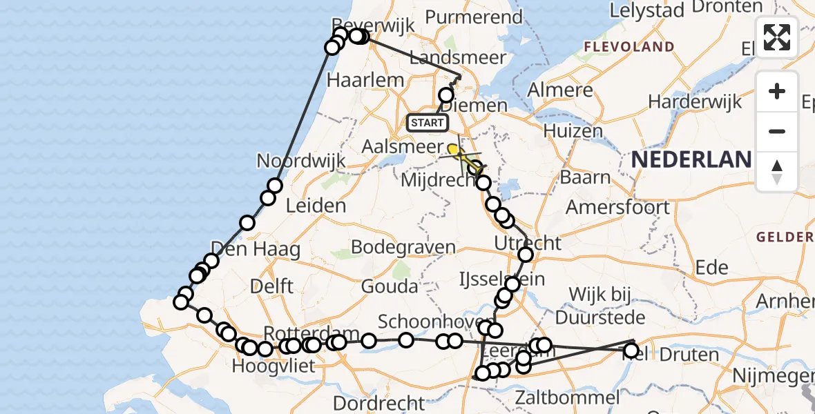 Routekaart van de vlucht: Politieheli naar Vinkeveen