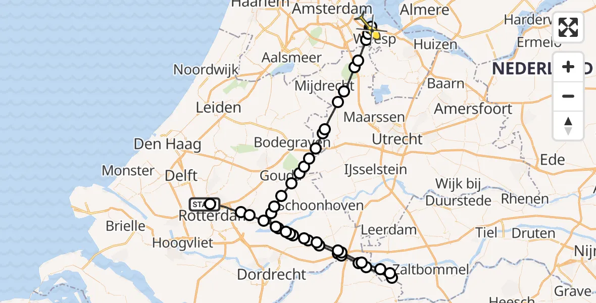 Routekaart van de vlucht: Lifeliner 2 naar Muiden