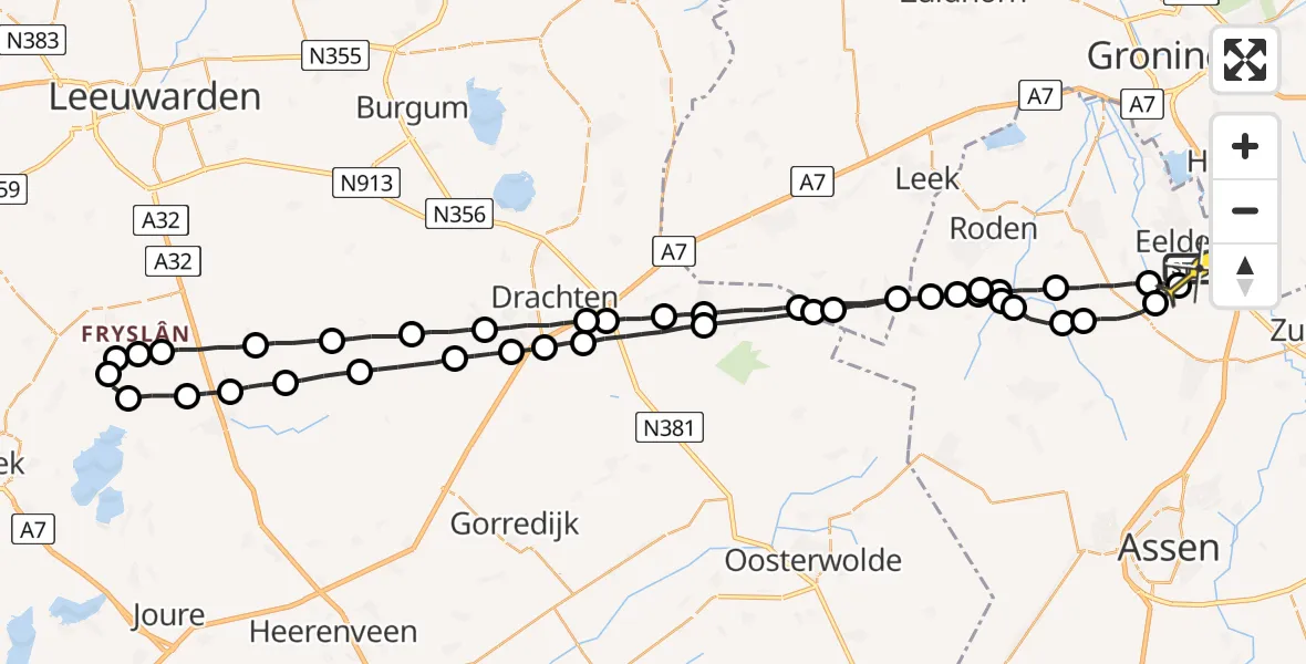 Routekaart van de vlucht: Lifeliner 4 naar Groningen Airport Eelde
