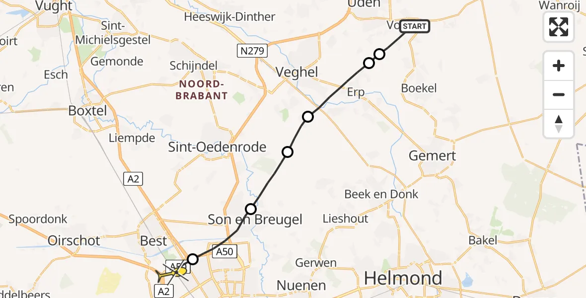 Routekaart van de vlucht: Lifeliner 3 naar Eindhoven