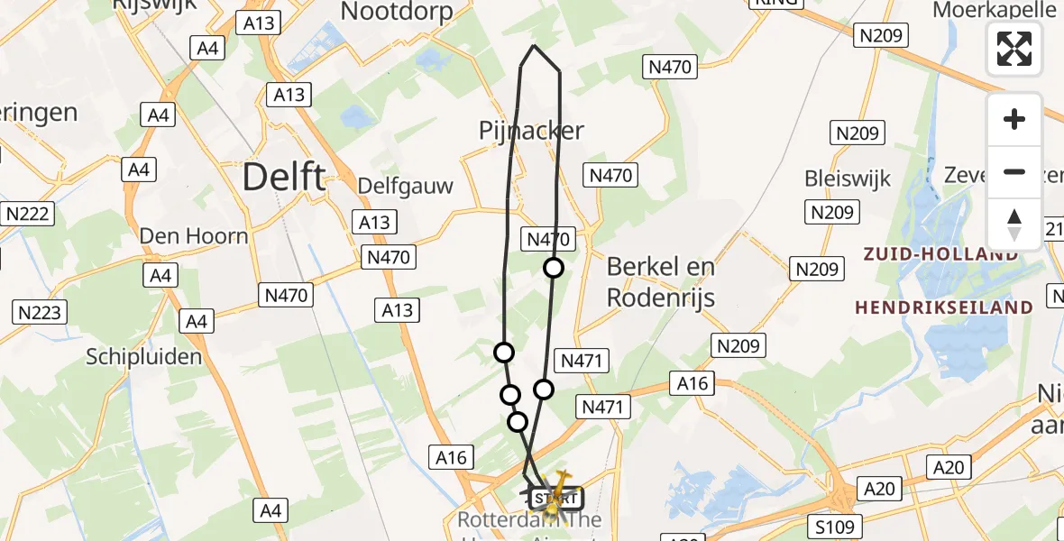 Vluchtroute Traumahelikopter Rotterdam The Hague Airport - Rotterdam The Hague Airport, 25 juni 2023, 15:43