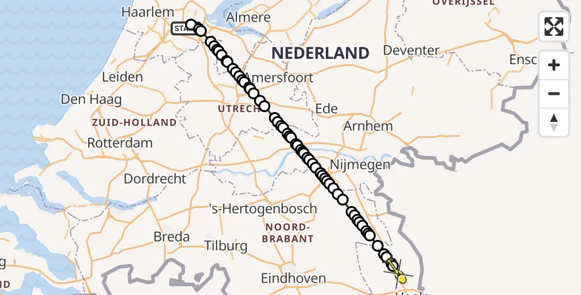 Routekaart van de vlucht: Lifeliner 1 naar Melderslo