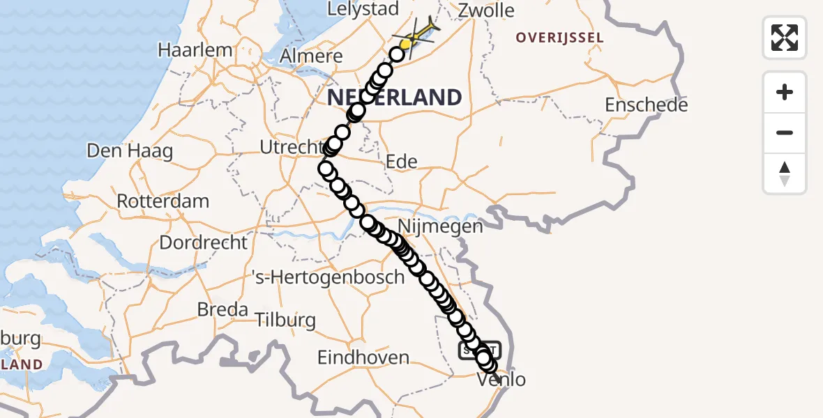 Routekaart van de vlucht: Lifeliner 1 naar Biddinghuizen