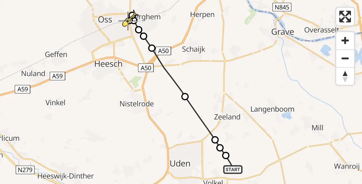 Routekaart van de vlucht: Lifeliner 3 naar Berghem