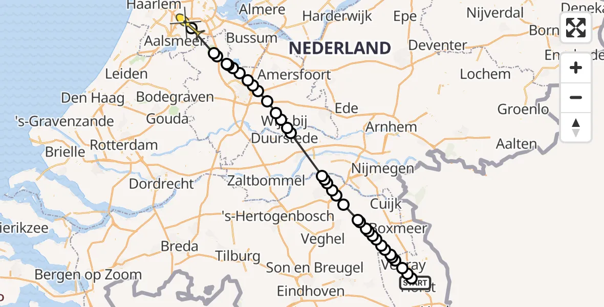 Routekaart van de vlucht: Politiehelikopter naar Amstelveen