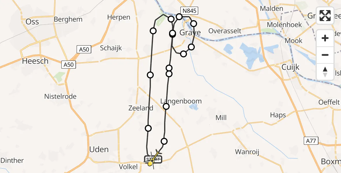 Routekaart van de vlucht: Lifeliner 3 naar Vliegbasis Volkel