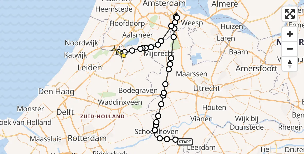 Routekaart van de vlucht: Lifeliner 2 naar Leimuiden
