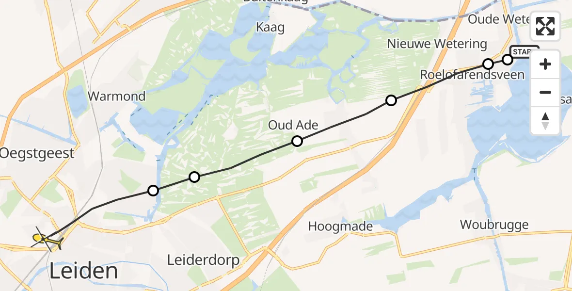 Routekaart van de vlucht: Lifeliner 2 naar Leiden