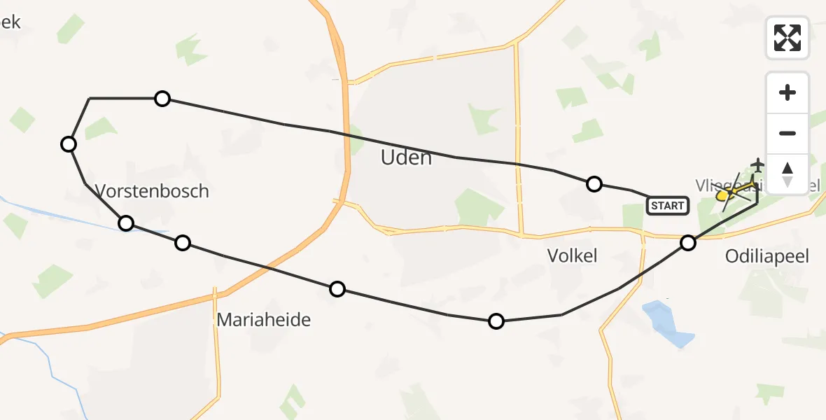 Routekaart van de vlucht: Lifeliner 3 naar Vliegbasis Volkel