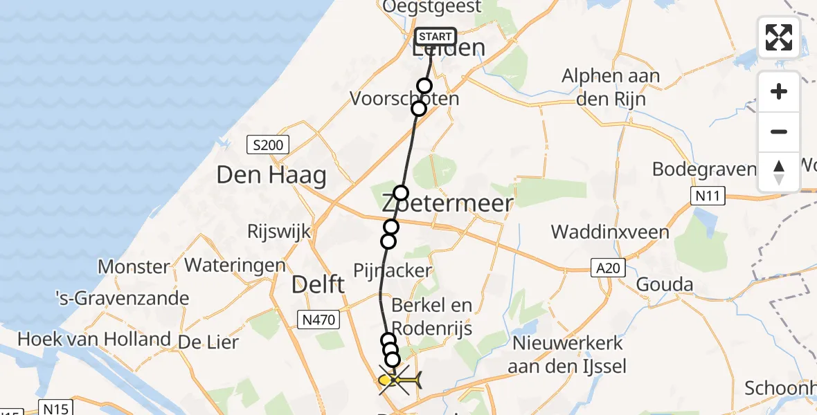 Routekaart van de vlucht: Lifeliner 2 naar Rotterdam The Hague Airport