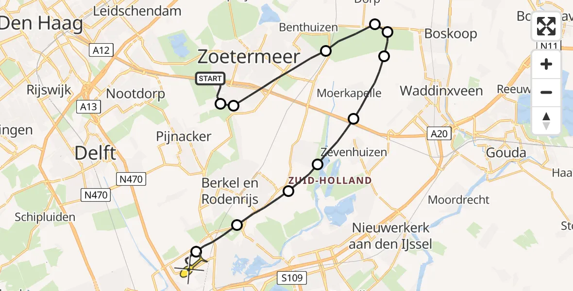 Routekaart van de vlucht: Lifeliner 2 naar Rotterdam The Hague Airport