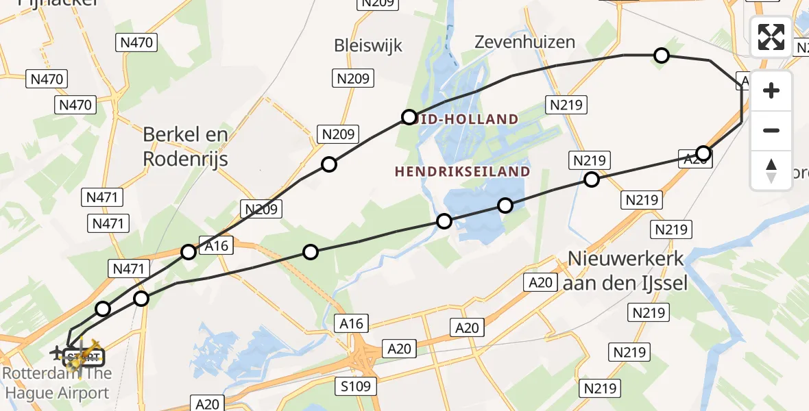 Vluchtroute Traumahelikopter Rotterdam The Hague Airport - Rotterdam The Hague Airport, 25 juni 2023, 22:32