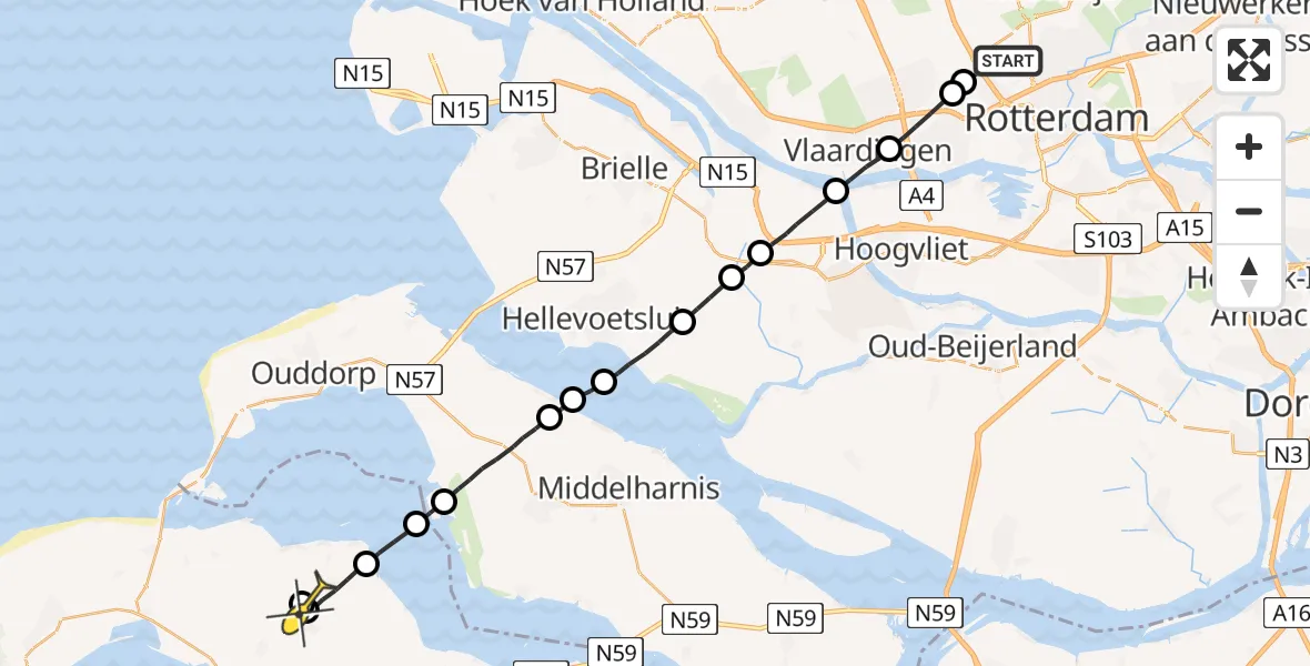 Routekaart van de vlucht: Lifeliner 2 naar Zonnemaire