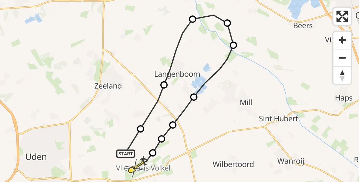 Routekaart van de vlucht: Lifeliner 3 naar Vliegbasis Volkel