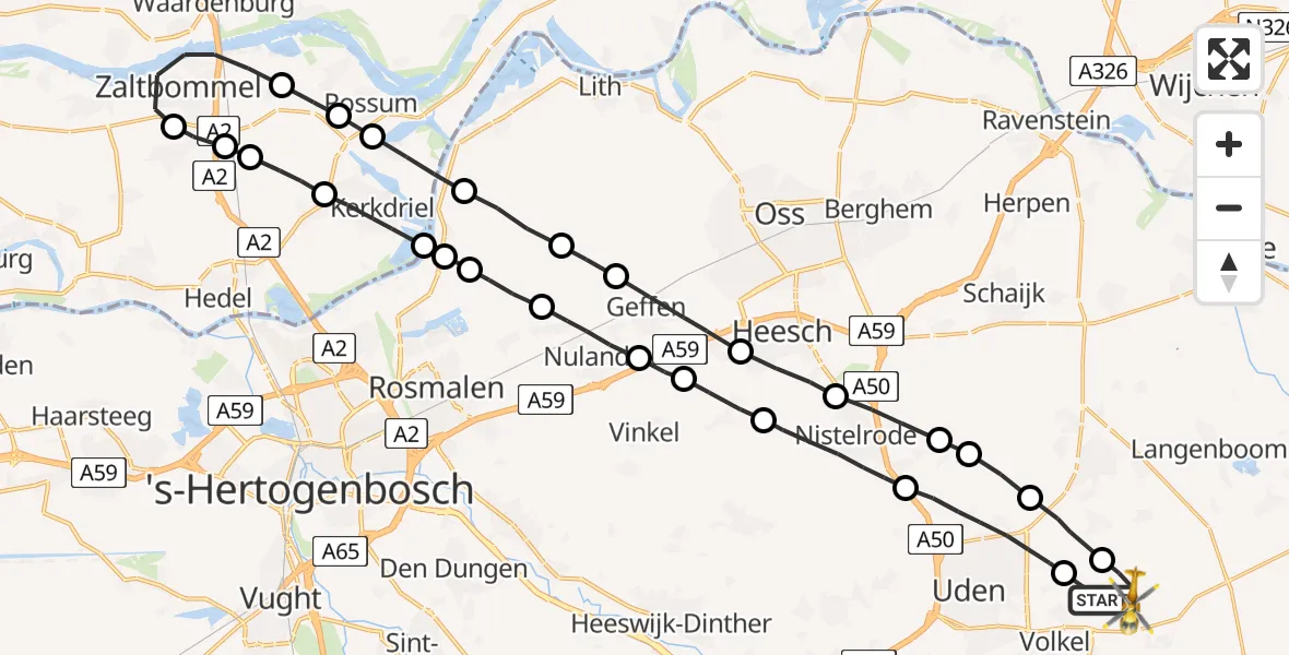 Vluchtroute Traumahelikopter Vliegbasis Volkel - Vliegbasis Volkel, 26 juni 2023, 10:16