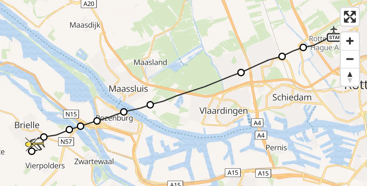 Routekaart van de vlucht: Lifeliner 2 naar Vierpolders