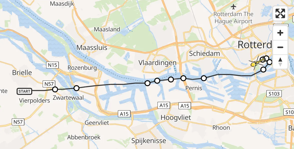 Routekaart van de vlucht: Lifeliner 2 naar Erasmus MC