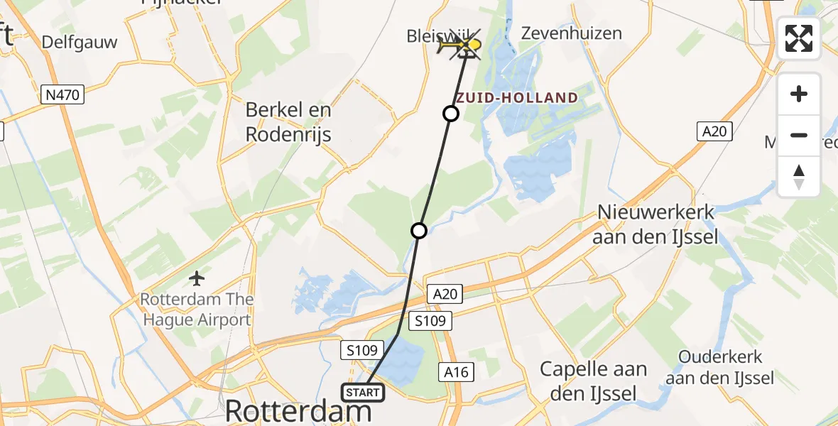 Routekaart van de vlucht: Lifeliner 2 naar Bleiswijk