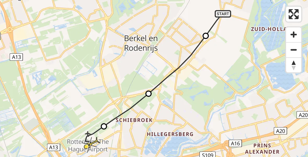 Routekaart van de vlucht: Lifeliner 2 naar Rotterdam The Hague Airport