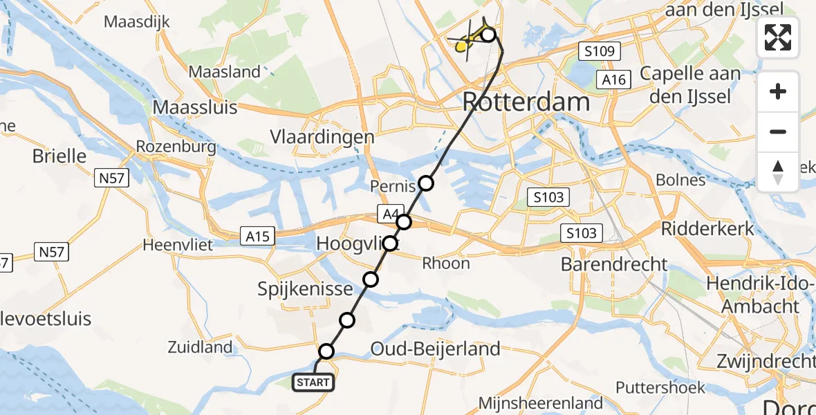 Routekaart van de vlucht: Lifeliner 2 naar Rotterdam The Hague Airport