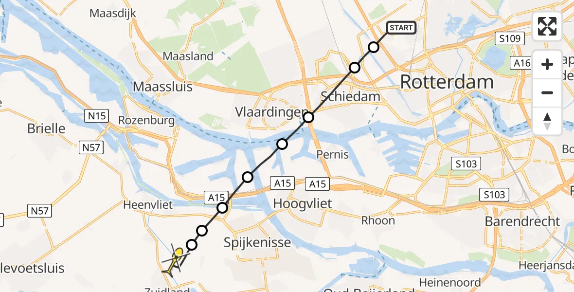 Routekaart van de vlucht: Lifeliner 2 naar Simonshaven