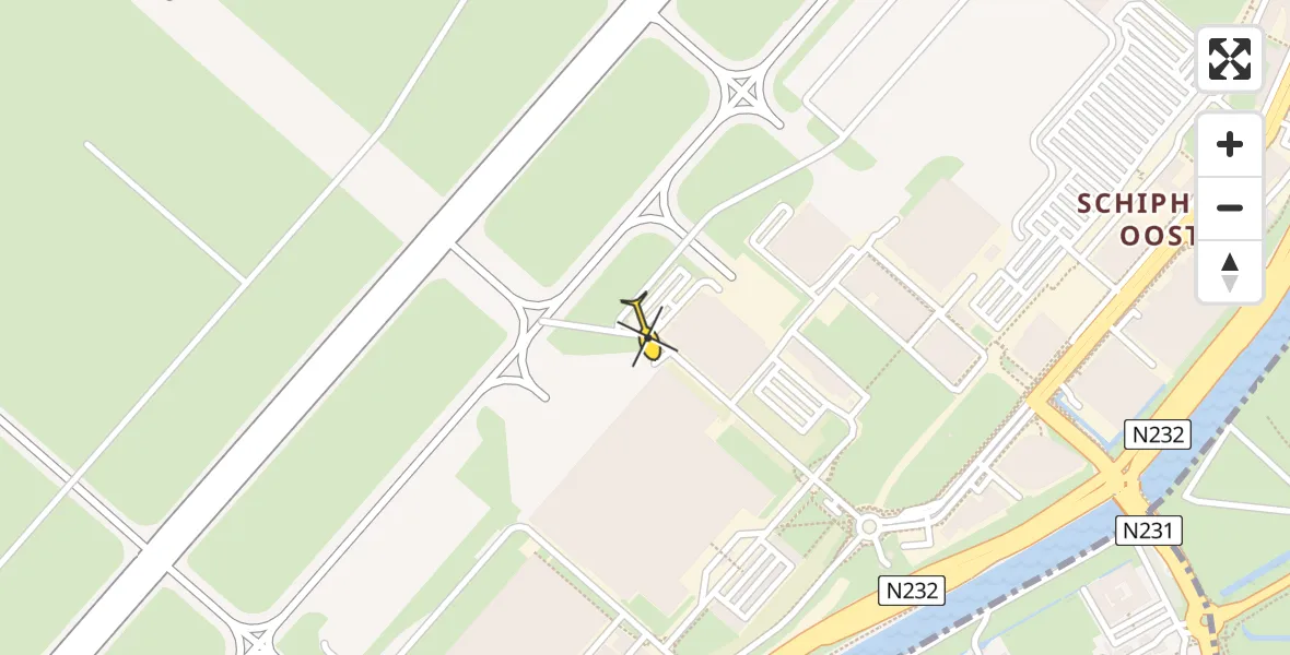 Routekaart van de vlucht: Politiehelikopter naar Schiphol