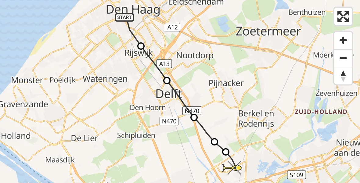 Routekaart van de vlucht: Lifeliner 2 naar Rotterdam The Hague Airport