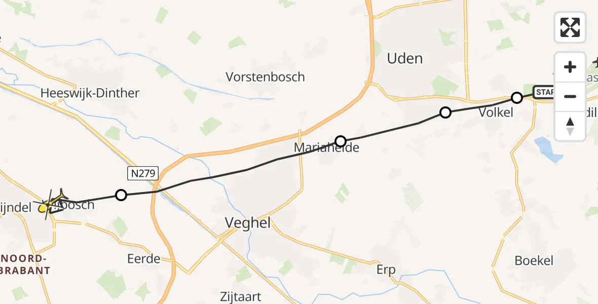 Routekaart van de vlucht: Lifeliner 3 naar Schijndel