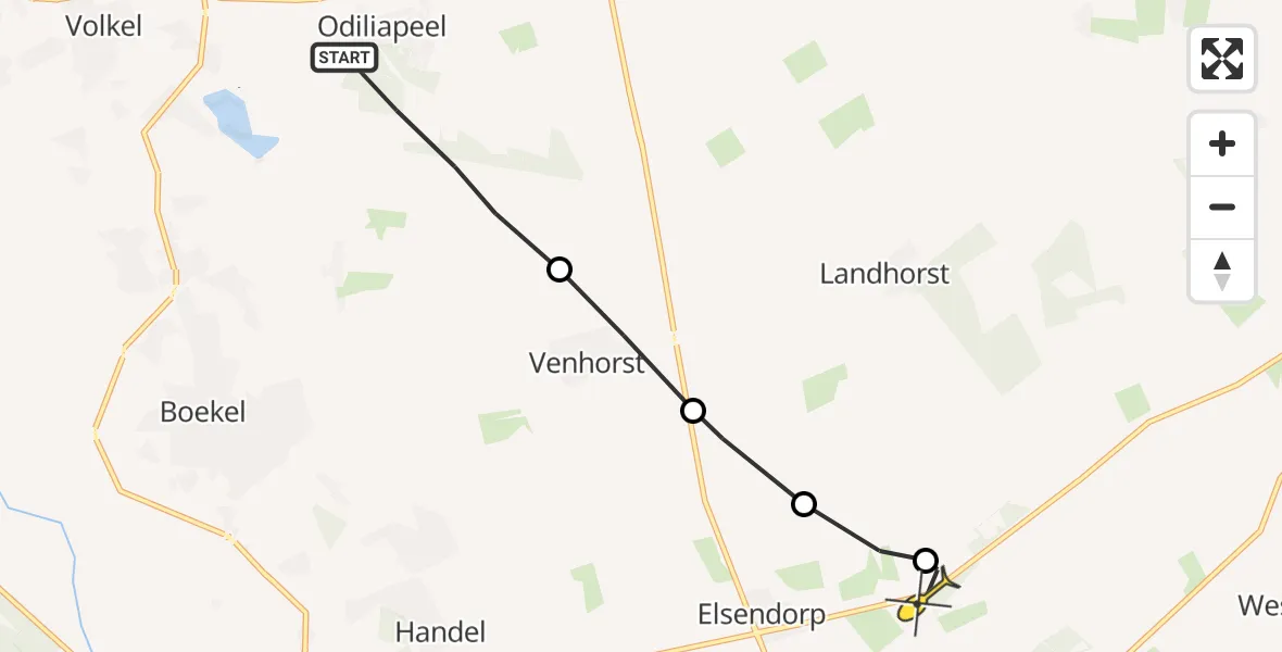 Routekaart van de vlucht: Lifeliner 3 naar Oploo
