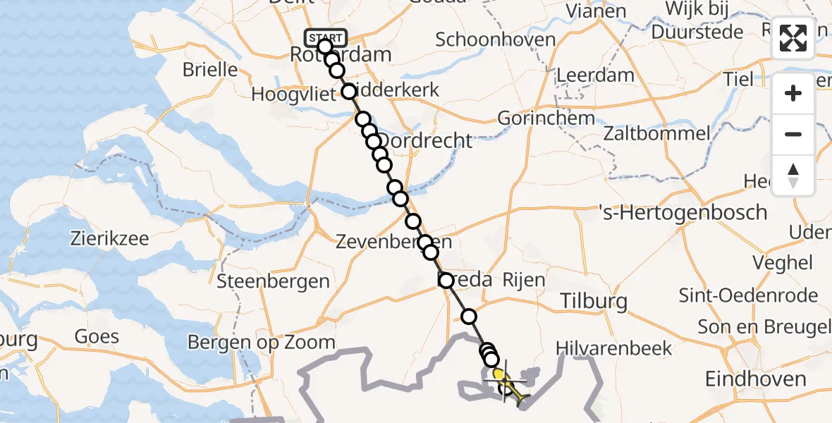 Routekaart van de vlucht: Lifeliner 2 naar Baarle-Nassau
