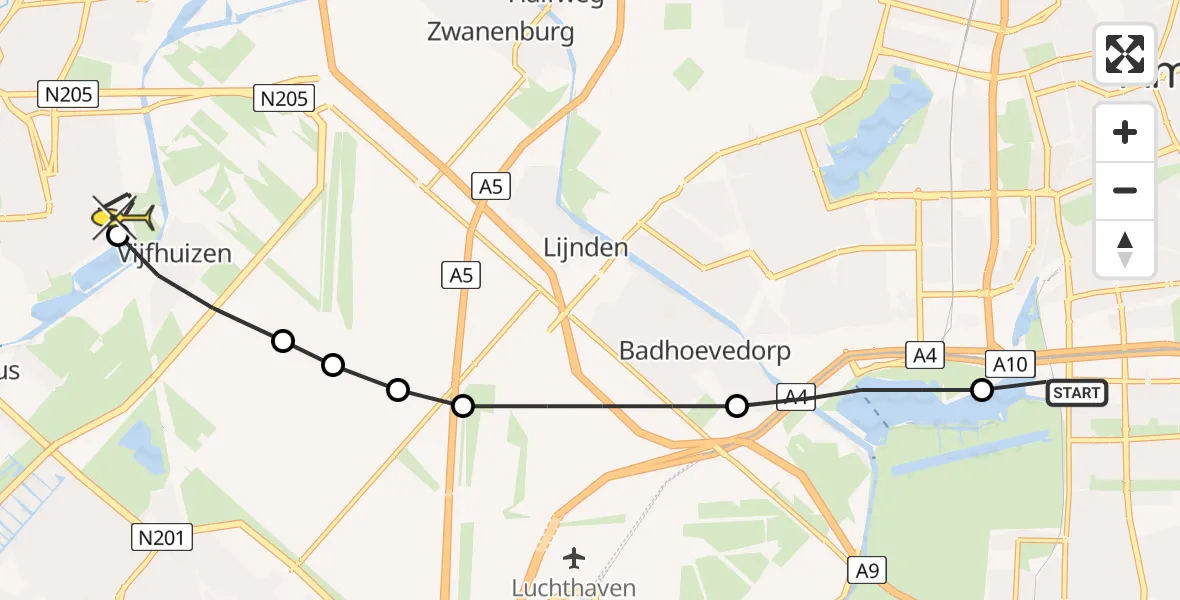 Routekaart van de vlucht: Lifeliner 1 naar Haarlem