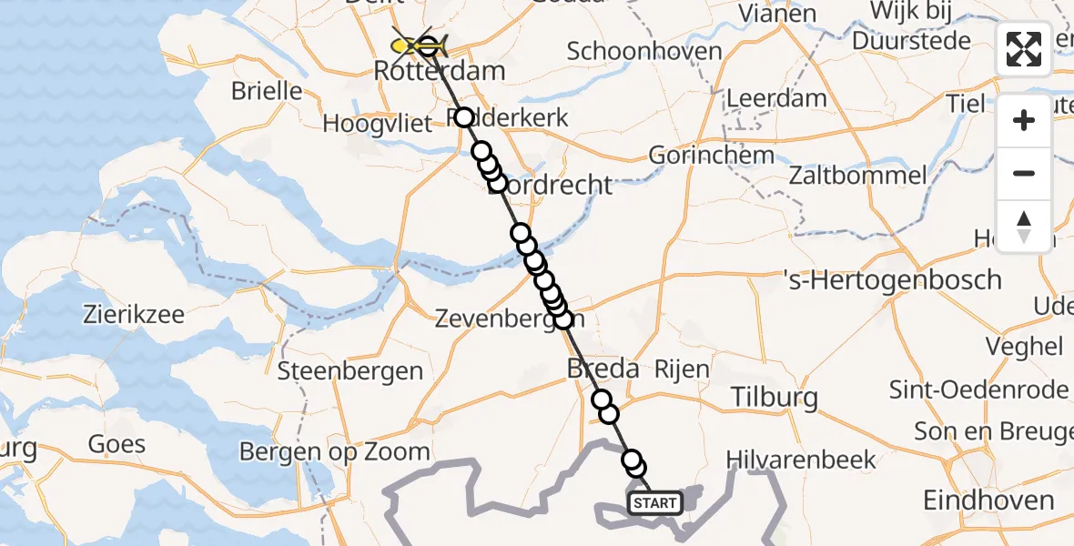 Routekaart van de vlucht: Lifeliner 2 naar Rotterdam The Hague Airport