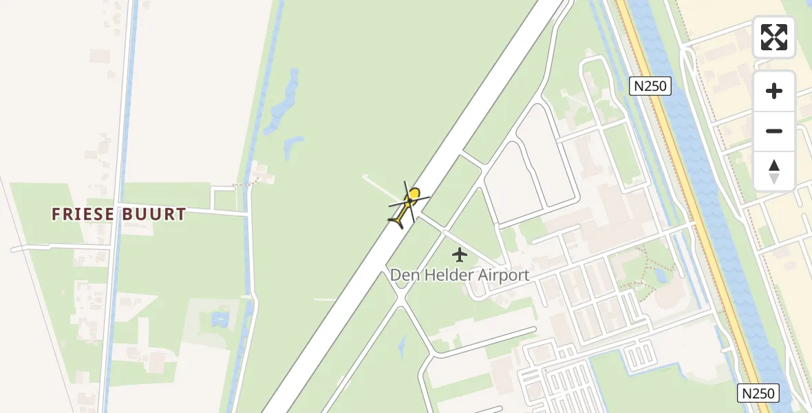 Vluchtroute Politiehelikopter van Vliegveld De Kooy naar Vliegveld De Kooy